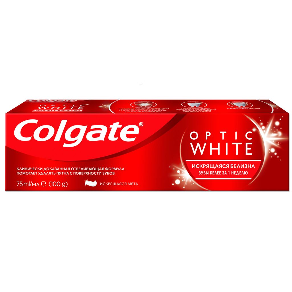 Colgate Паста зубная Optic White, Искрящаяся мята, 75 мл, 1 шт.