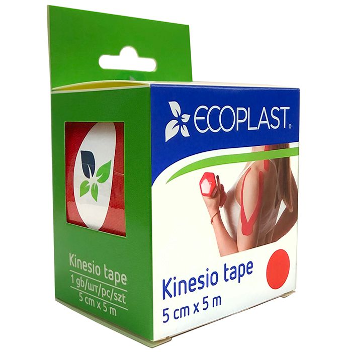 Ecoplast Кинезиотейп, 5х500см, красный, 1 шт.