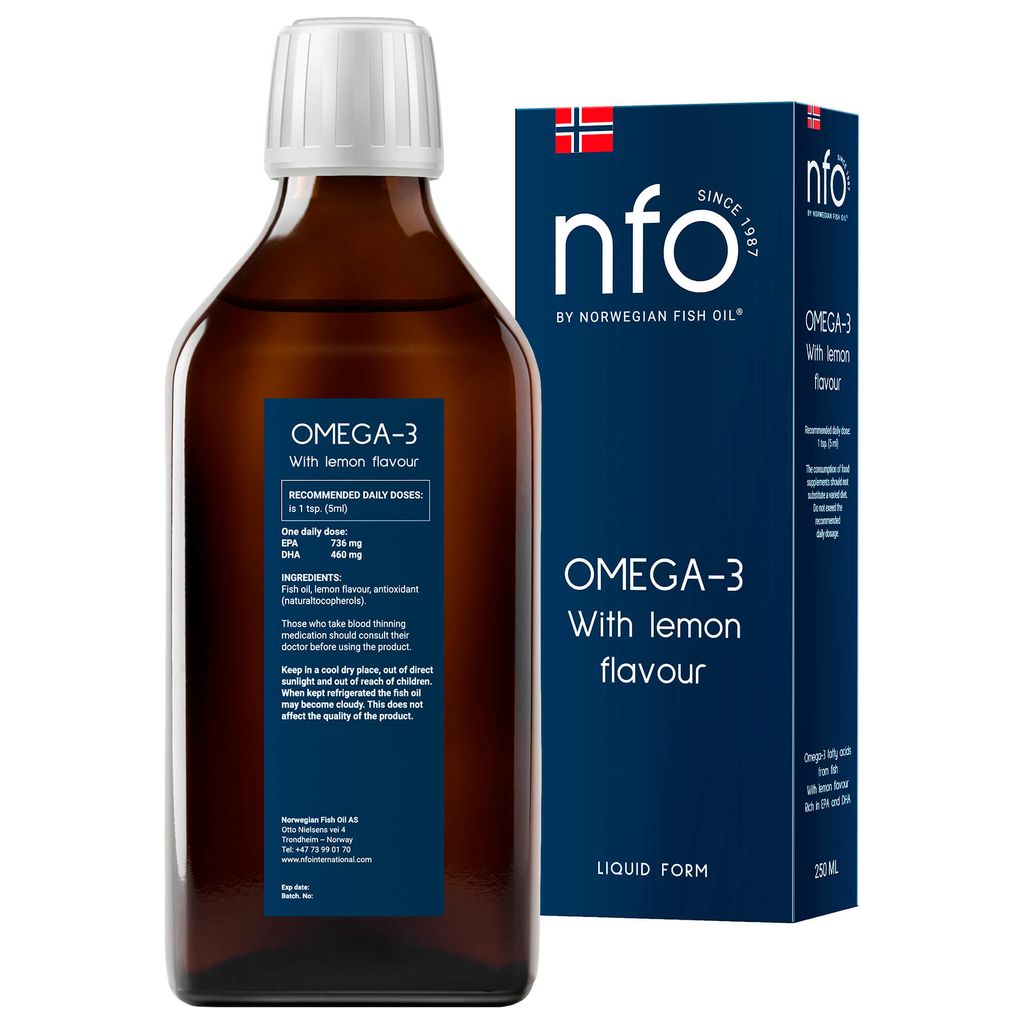 NFO Омега-3 со вкусом лимона, жидкость для приема внутрь, 250 мл, 1 шт.