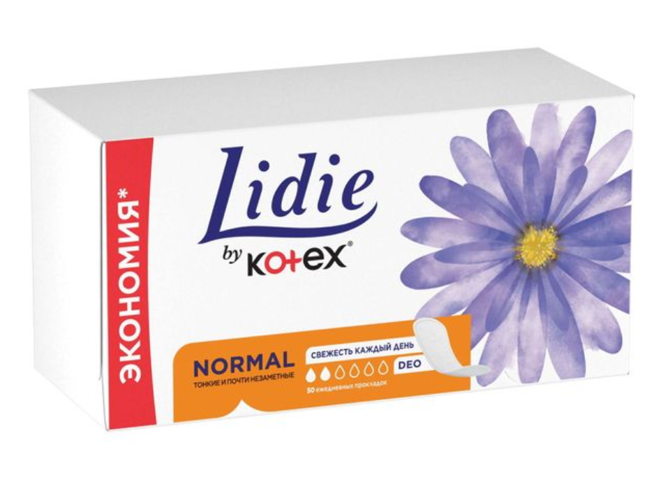 Kotex Lidie Normal Deo прокладки ежедневные, прокладки гигиенические, с ароматом ромашки, 50 шт.