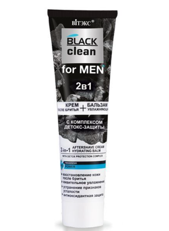 фото упаковки Витэкс Black Clean For Men 2в1 Крем после бритья увлажняющий