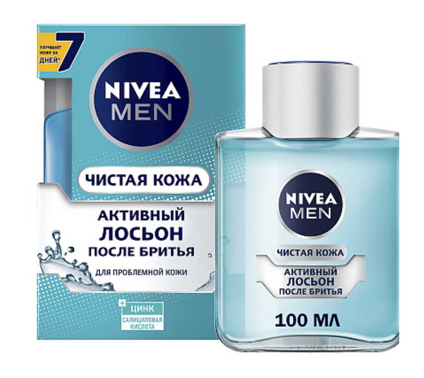 Nivea Men Лосьон активный после бритья, лосьон, Чистая кожа, 100 мл, 1 шт.