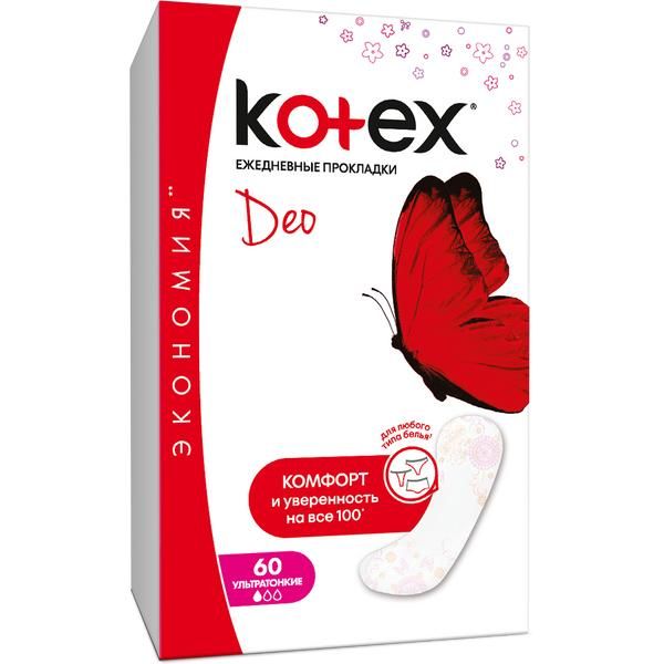 Kotex Super Slim Deo прокладки ежедневные, прокладки гигиенические, ультратонкие, 60 шт.