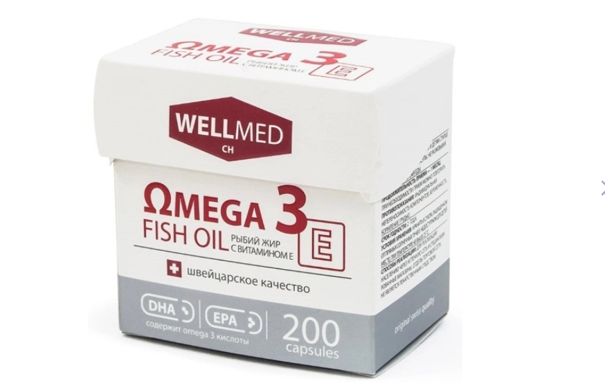 фото упаковки Omega 3 fish oil Рыбий жир с витамином Е