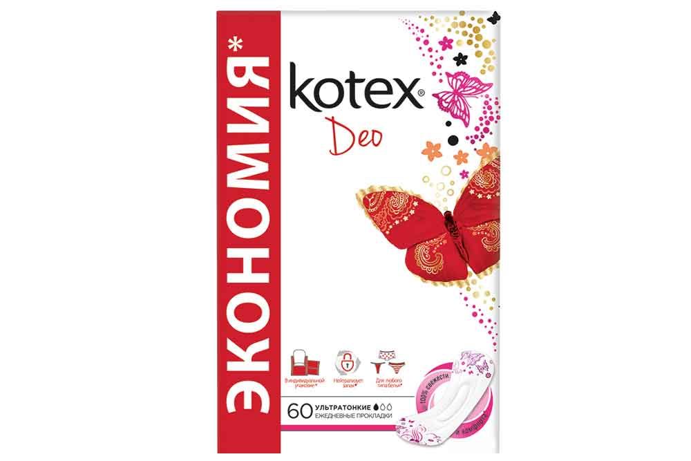 Kotex Super Slim Deo прокладки ежедневные, прокладки гигиенические, ультратонкие, 60 шт.