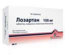Лозартан, 100 мг, таблетки, покрытые пленочной оболочкой, 30 шт.