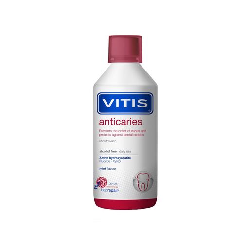 Vitis Anticaries Ополаскиватель для полости рта для ежедневного использования, с ментоловым вкусом, 500 мл, 1 шт.