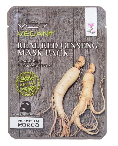 VO7 Real Vegan Маска для лица Омолаживающая с экстрактом корня Женьшеня, маска для лица, 25 г, 1 шт.